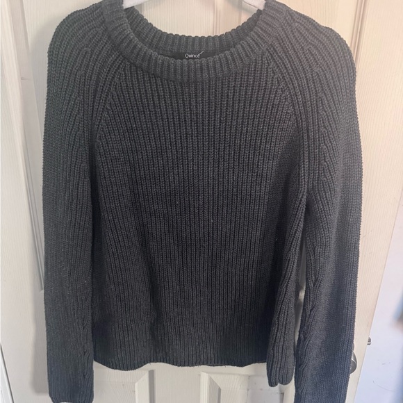 Quince Organic Cotton Gray Sweater Chunky Fisherman Crew Rib Ribbed Knit Size M - Picture 2 of 12